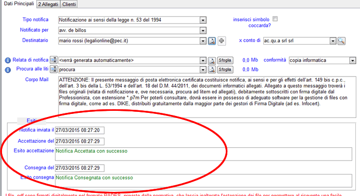 Notifica mezzo PEC